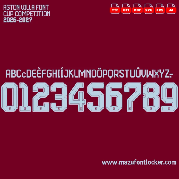 Aston Villa 2026-2027 Font Vector – Stunning Villans Masterpiece