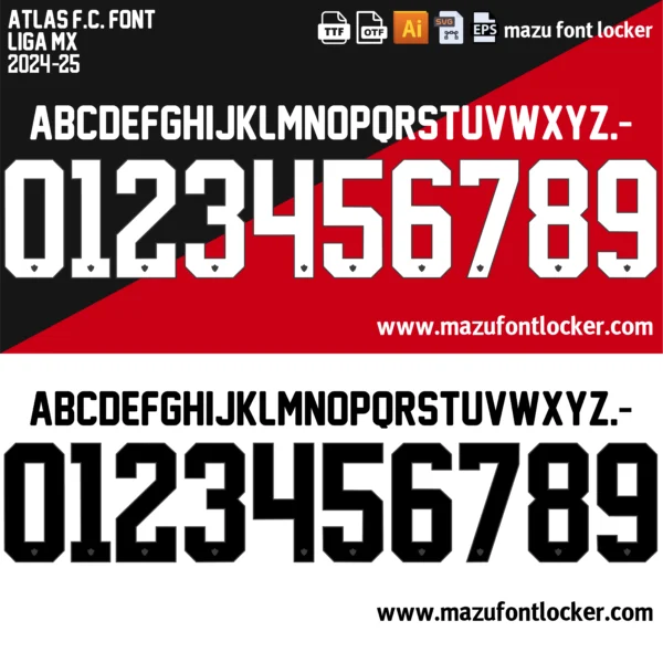 Atlas FC 2024-2025 Font Vector – Epic Rojinegros Legendary Masterpiece