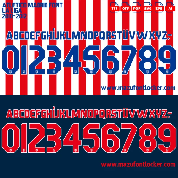 Atletico Madrid 2010-2012 Font Vector – Epic Rojiblancos Red & White Masterpiece