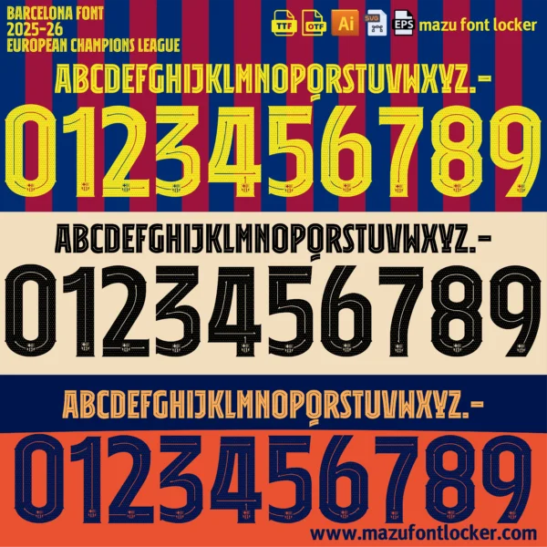 Barcelona 2025-2026 Font Vector – Stunning Blaugrana Masterpiece