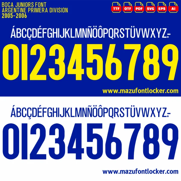 Boca Juniors 2005-2006 Font Vector – Epic Classic La Bombonera Style