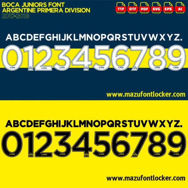 Boca Juniors 2017-2018 Font Vector – Legendary Azul y Oro Glory