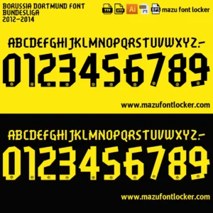 Borussia Dortmund 2012-2014 Font Vector – Legendary Black & Yellow Glory Design