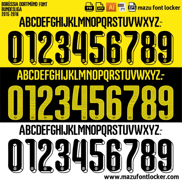 Borussia Dortmund 2015-2016 Font Vector – Epic Klopp Era Yellow Wall Masterpiece
