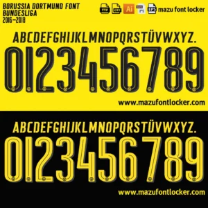 Borussia Dortmund 2016-2018 Font Vector – Legendary Yellow Black Masterpiece