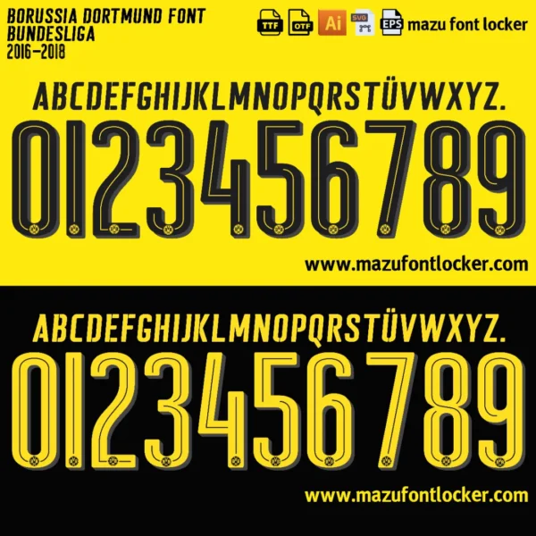 Borussia Dortmund 2016-2018 Font Vector – Legendary Yellow Black Masterpiece