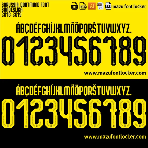 Borussia Dortmund 2018-2019 Font Vector – Ultimate BVB Warrior Masterpiece