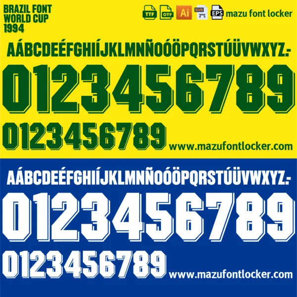 Brazil World Cup 1994 Font Vector – Legendary Yellow Canaries Champion Design