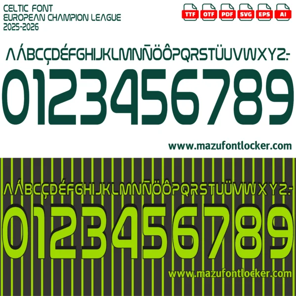 Celtic Champions League 2025-2026 Font Vector – Legendary Bhoys Victorious Masterpiece