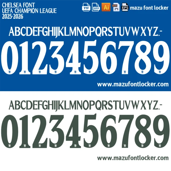Chelsea 2025-2026 Font Vector – Spectacular Iconic Blue Brigade Edition