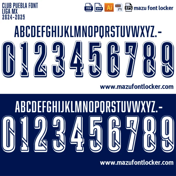 Club Puebla 2024-2025 Font Vector – Epic Blue Franja Masterpiece