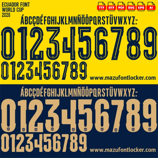 Ecuador World Cup 2026 Font Vector – Majestic La Tri Masterpiece