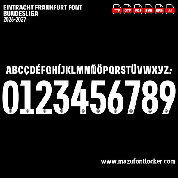 Eintracht Frankfurt 2026-2027 Font Vector – Epic Eagle Masterpiece
