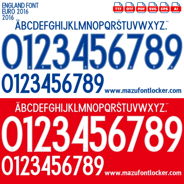 England Euro 2016 Font Vector – Legendary Three Lions Masterpiece