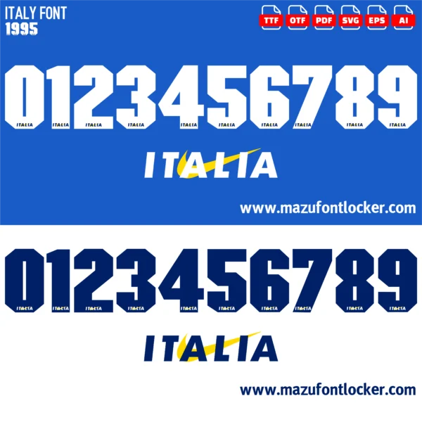 Italy 1995 Font Vector – Legendary Majestic Azzurri Glory Masterpiece