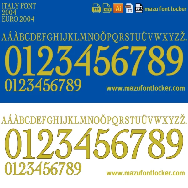 Italy Euro 2004 Font Vector – Legendary Majestic Azzurri Golden Era Masterpiece