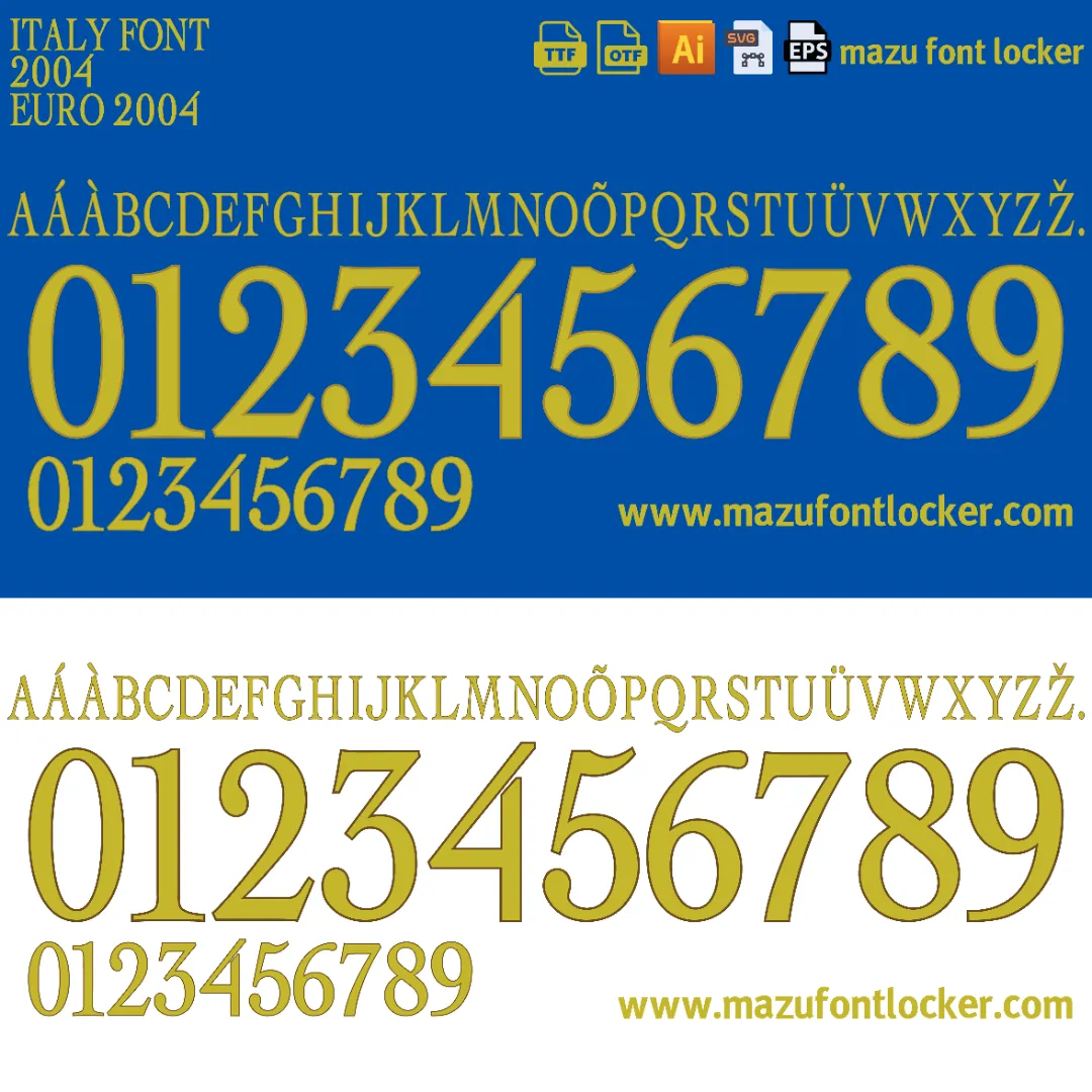 Italy Euro 2004 Font Vector – Legendary Majestic Azzurri Golden Era ...