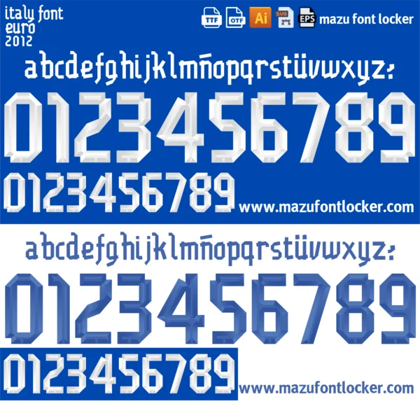 Italy Euro 2012 Font Vector – Epic Azzurri Legendary Masterpiece