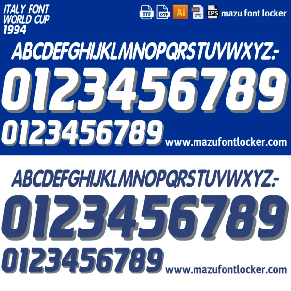 Italy World Cup 1994 Font Vector – Legendary Blue Glory Design