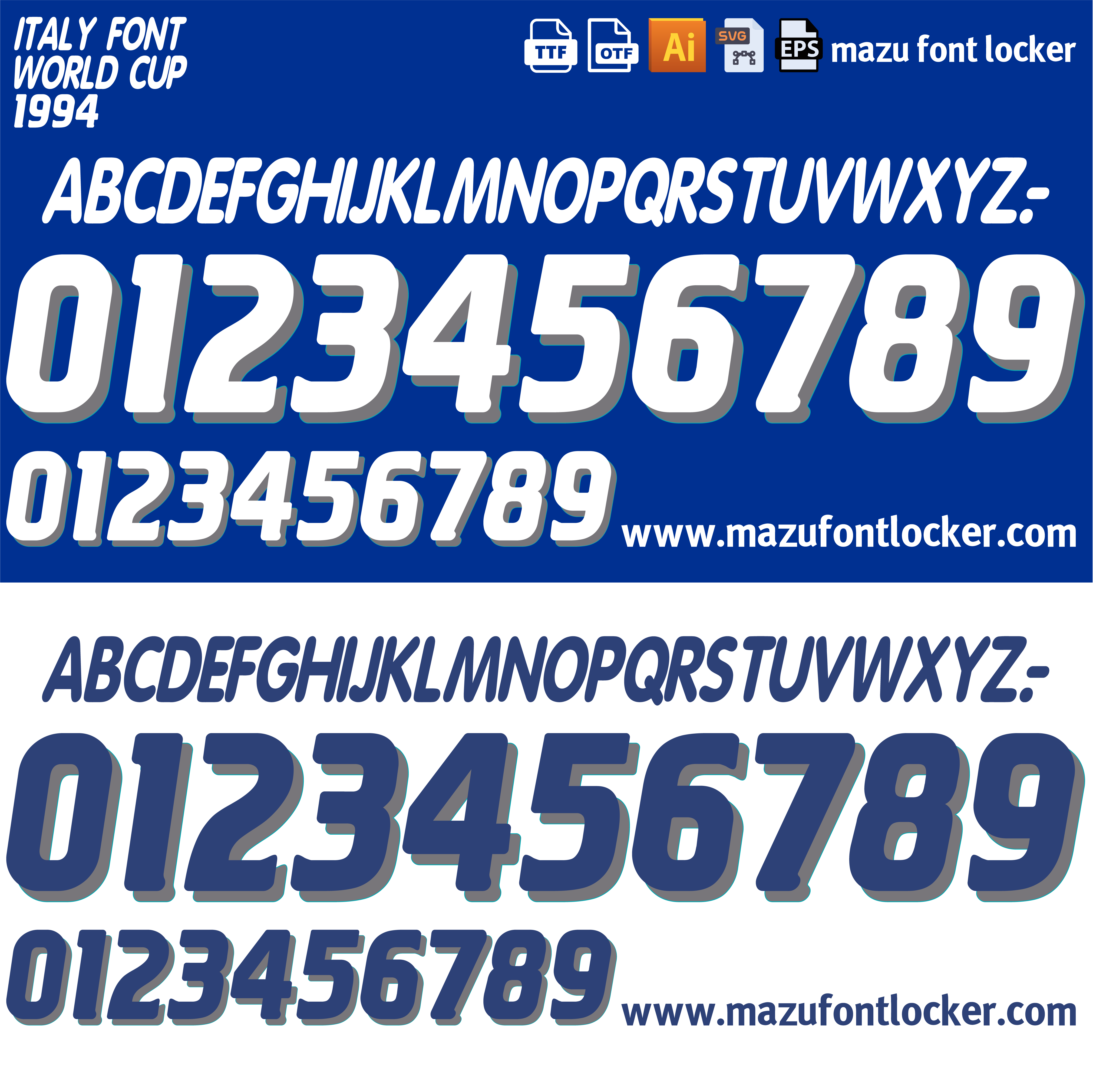 Italy World Cup 1994 Font Vector – Legendary Blue Glory Design