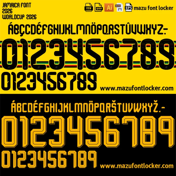 Jamaica World Cup 2026 Font Vector – Epic Reggae Boyz Vibrant Masterpiece
