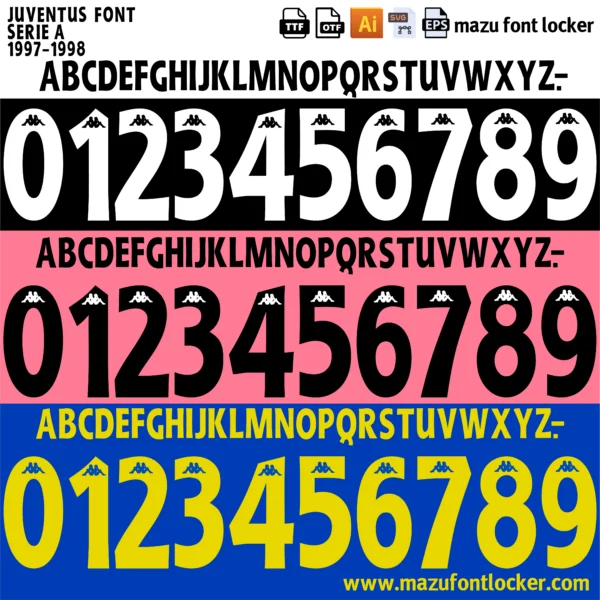 Juventus 1997-1998 Font Vector – Legendary Bianconeri Masterpiece