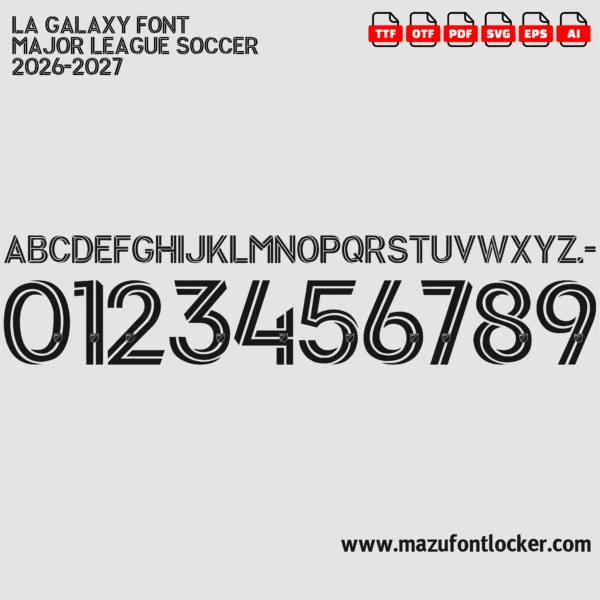 LA Galaxy 2026-2027 Font Vector – Epic Cosmic Blue & Gold Masterpiece