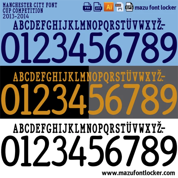 Manchester City 2013-2014 Font Vector – Bold Citizens Epic Artwork