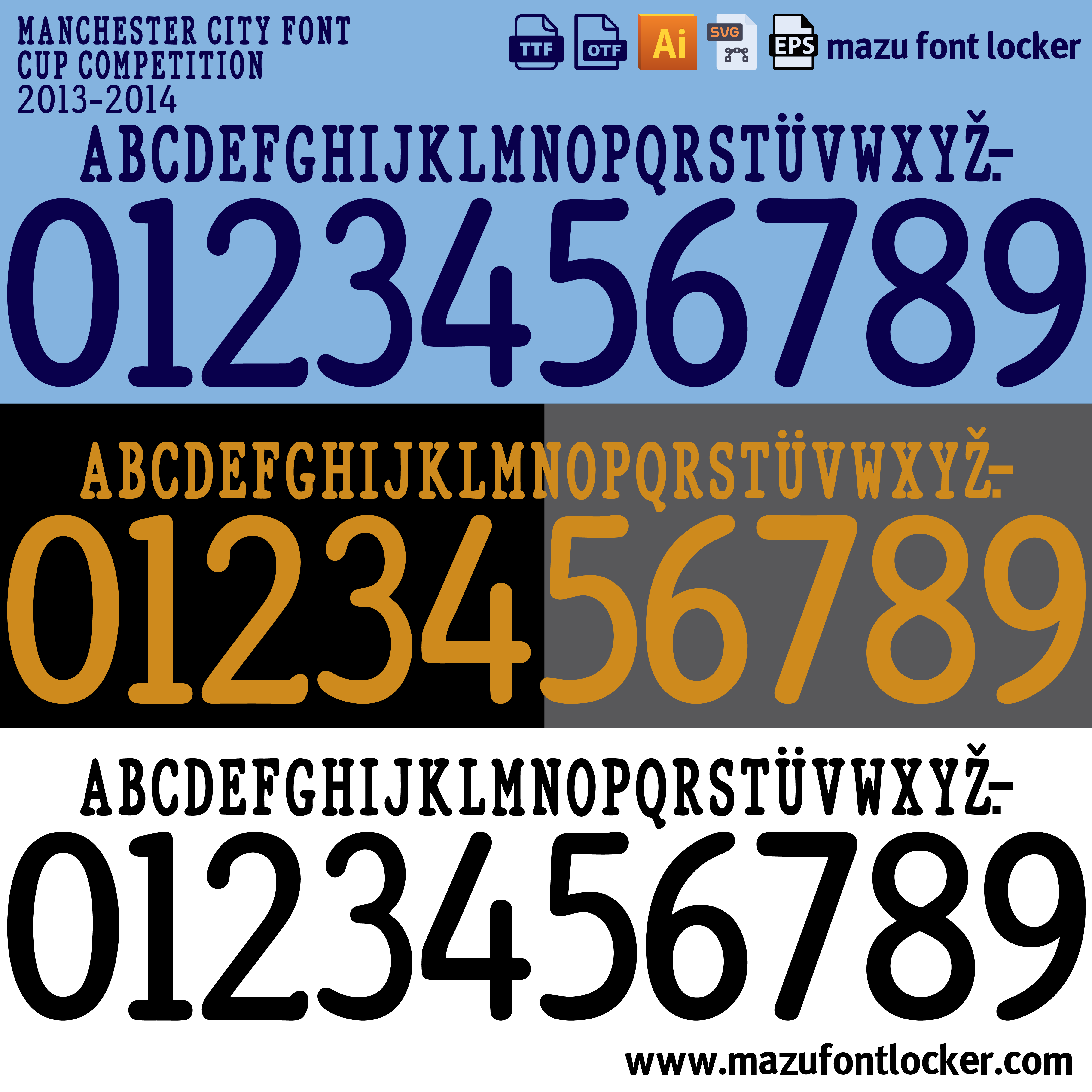 Manchester City 2013-2014 Font Vector – Bold Citizens Epic Artwork