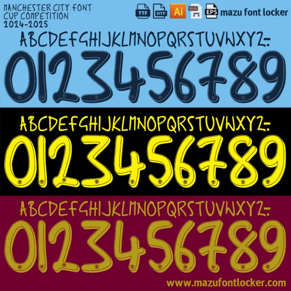 Manchester City 2024-2025 Font Vector – Epic Sky Blue Masterpiece