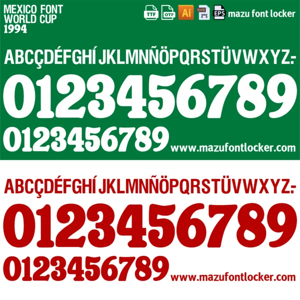 Mexico World Cup 1994 Font Vector – Legendary Green Eagle Masterpiece