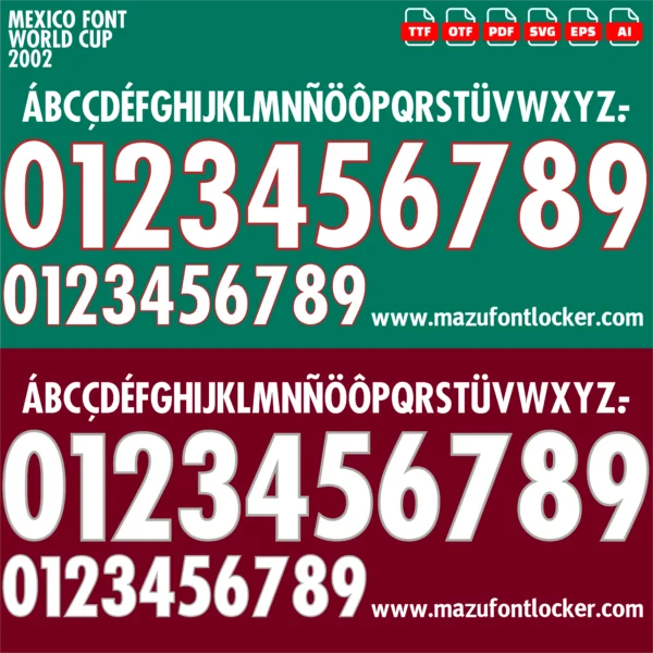Mexico World Cup 2002 Font Vector – Epic Green Aztec Passion Masterpiece