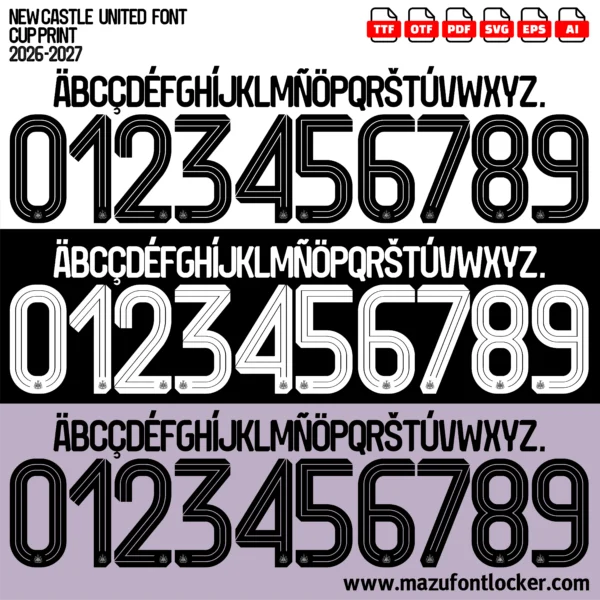 Newcastle United 2026-2027 Font Vector – Stunning St James' Park Classic Masterpiece