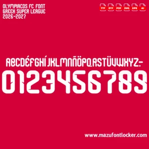 Olympiacos FC 2026-2027 Font Vector – Epic Red Thunder Masterpiece