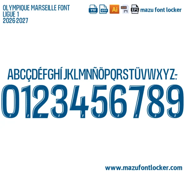 Olympique Marseille 2026-2027 Font Vector – Epic OM Legendary Masterpiece