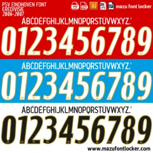 PSV Eindhoven 2006-2007 Font Vector – Stunning Rood-Witten Legendary Masterpiece