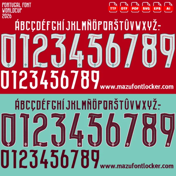 Portugal World Cup 2026 Font Vector – Glorious Unstoppable Seleção Masterpiece