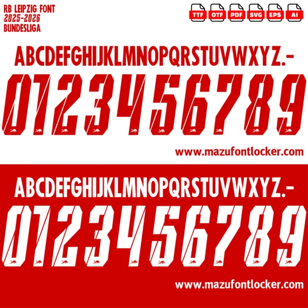 RB Leipzig 2025-2026 Font Vector – Epic Roten Bullen Masterpiece