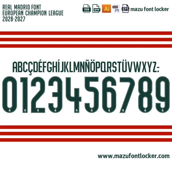 Real Madrid UCL 2026-2027 Font Vector – Epic Los Blancos Legendary Masterpiece