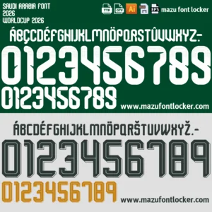 Saudi Arabia World Cup 2026 Font Vector – Epic Green Falcons Majestic Masterpiece