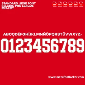 Standard Liege 2026-2027 Font Vector – Epic Rouches Red Masterpiece
