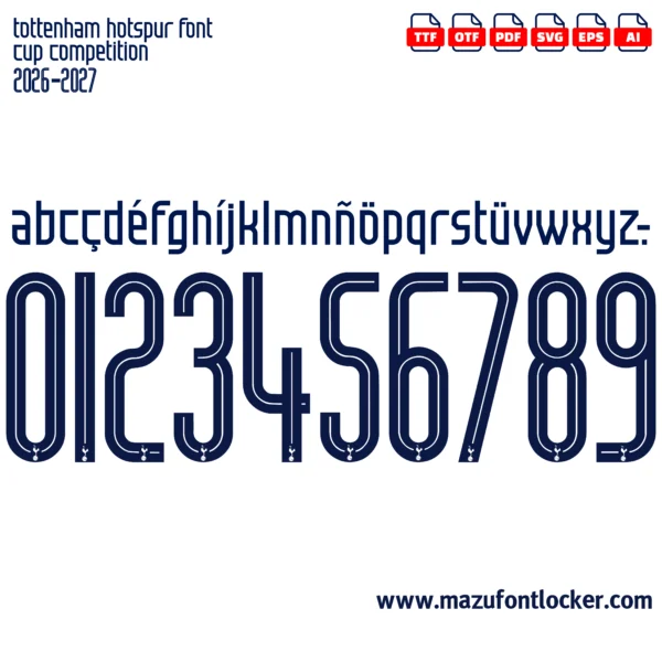 Tottenham Hotspur 2026-2027 Font Vector – Magnificent Lilywhites Masterpiece