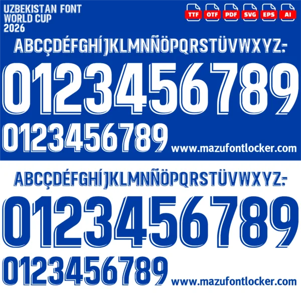 Uzbekistan World Cup 2026 Font Vector – Epic White Wolves Masterpiece