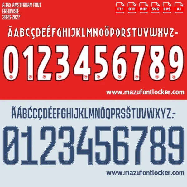 Ajax Amsterdam 2026-2027 Font Vector – Stunning Godenzonen Legacy Typeface