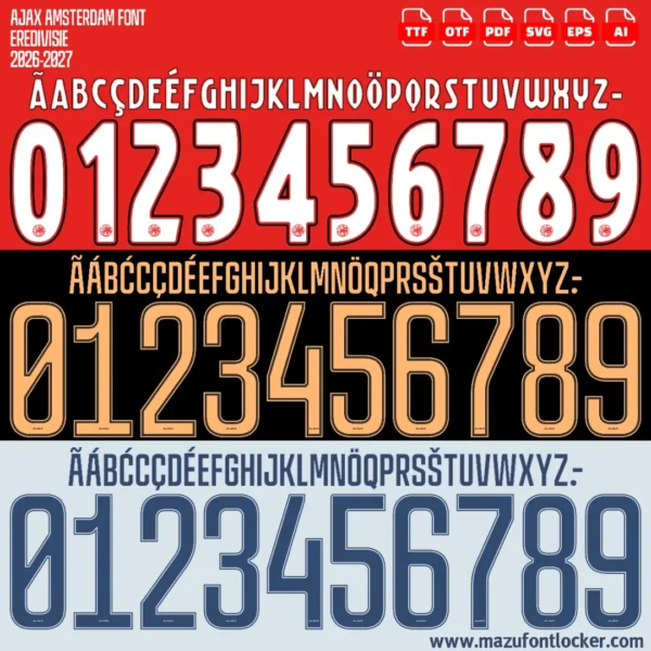Ajax Amsterdam 2026-2027 Font Vector – Stunning Godenzonen Legacy Typeface