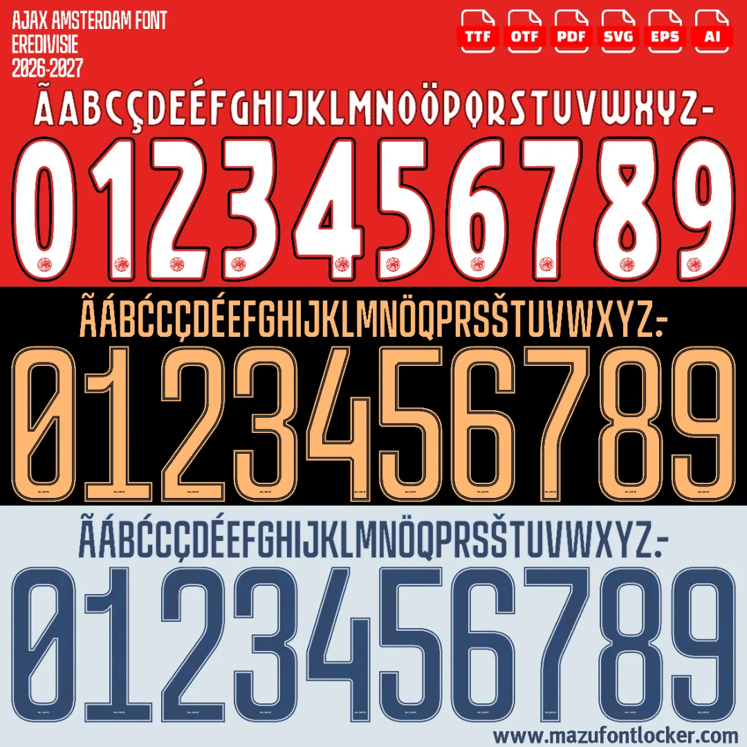 Ajax Amsterdam 2026-2027 Font Vector – Stunning Godenzonen Legacy Typeface