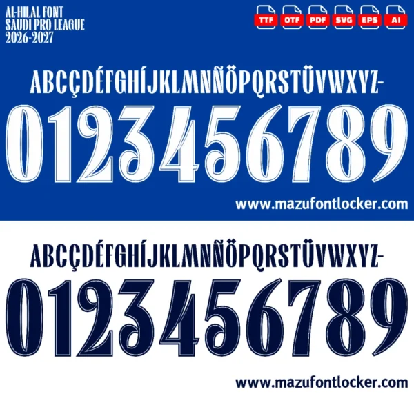 Al-Hilal 2026-2027 Font Vector – Epic Al-Zaeem Blue Wave Masterpiece