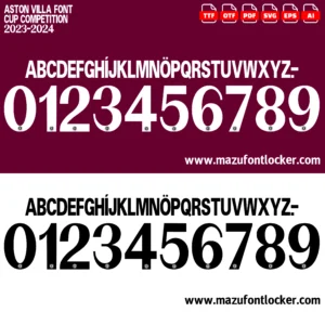 Aston Villa 2023-2024 Font Vector – Legendary Claret and Blue Victory Font