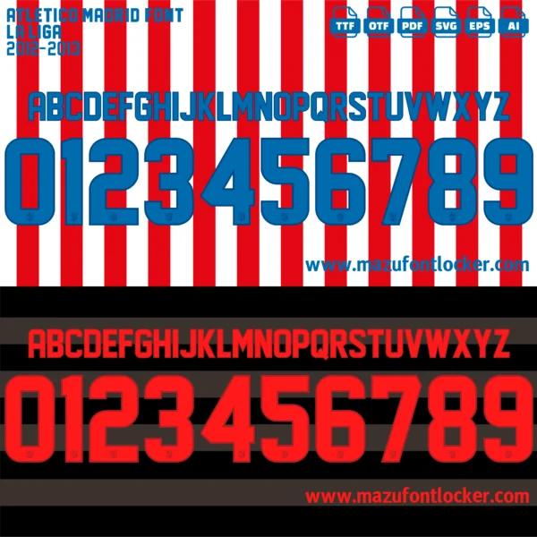 Atletico Madrid 2012-2013 Font Vector – Epic Rojiblancos Warriors Masterpiece
