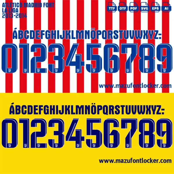 Atletico Madrid 2013-2014 Font Vector – Legendary Rojiblancos Warrior Masterpiece